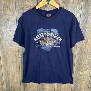 Harley-Davidson Orlando USA Graphic Tee Short Sleeve T-Shirt Blue Size Large